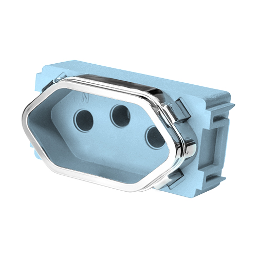 MODULO TOMADA 10A - DICOMPEL AZUL CELESTE CROMADO