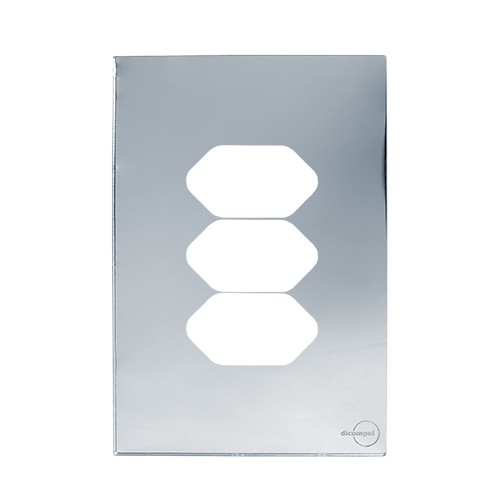 PLACA P/ 3 TOMADAS COM SUPORTE 4X2 - NOVARA GLASS ESPELHADA