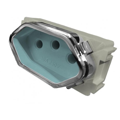 MODULO TOMADA 20A  - DICOMPEL NOVARA AZUL CELESTE CROMADO