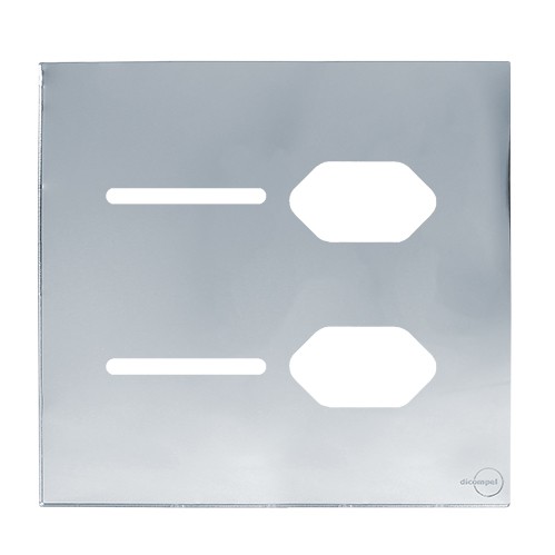 PLACA P/ 2 INTERRUPTORES + TOMADA DUPLA C/ SUPORTE 4X4 - NOVARA GLASS ESPELHADA