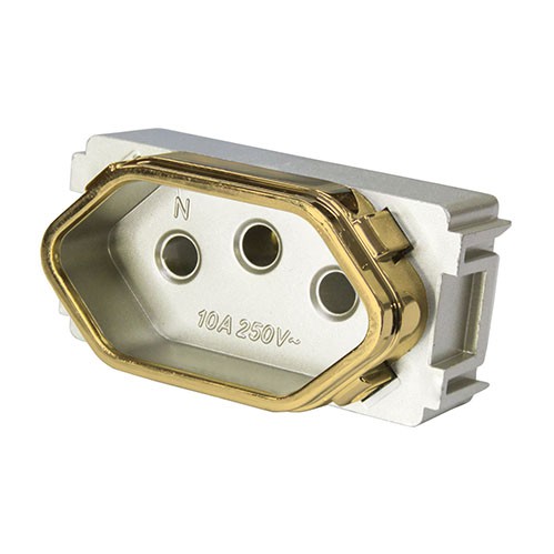 MODULO TOMADA 10A - DICOMPEL NOVARA CHAMPANHE GOLD