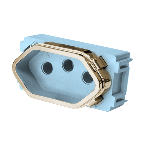 MODULO TOMADA 10A - DICOMPEL NOVARA AZUL CELESTE GOLD