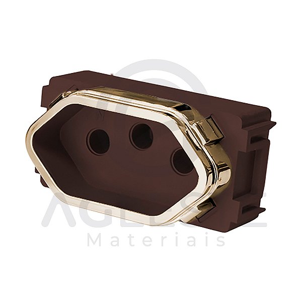 MODULO TOMADA 10A - DICOMPEL NOVARA MARROM FOSCO GOLD
