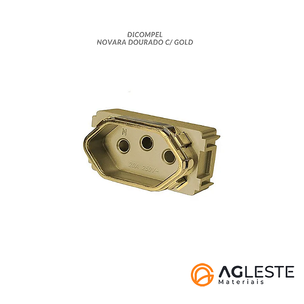 MODULO TOMADA 20A - DICOMPEL NOVARA DOURADO GOLD