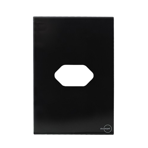 PLACA 1 TOMADA HORIZONTAL C/ SUPORTE 4X2 - NOVARA GLASS PRETO BRILHANTE