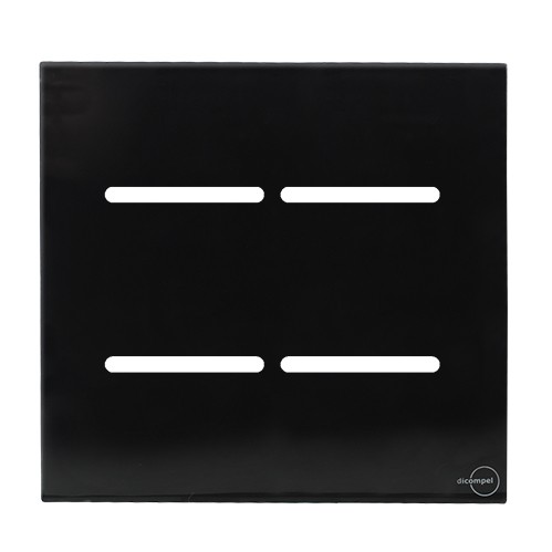PLACA P/ 4 INTERRUPTORES  C/ SUPORTE 4X4 - NOVARA GLASS PRETO BRILHANTE