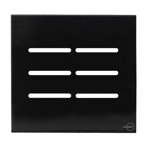 PLACA P/ 6 INTERRUPTORES COM SUPORTE 4X4  - NOVARA GLASS PRETO BRILHANTE