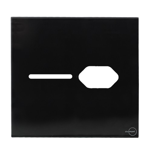 PLACA P/ 1 INTERRUPTOR + TOMADA C/ SUPORTE 4X4 - NOVARA GLASS PRETO BRILHANTE