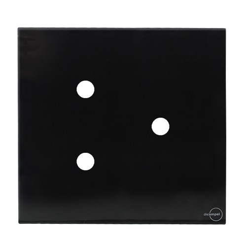 PLACA COM 3 FUROS COM SUPORTE 4X4 - NOVARA GLASS PRETO BRILHANTE