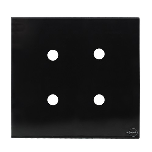 PLACA COM 4 FUROS COM SUPORTE 4X4 - NOVARA GLASS PRETO BRILHANTE