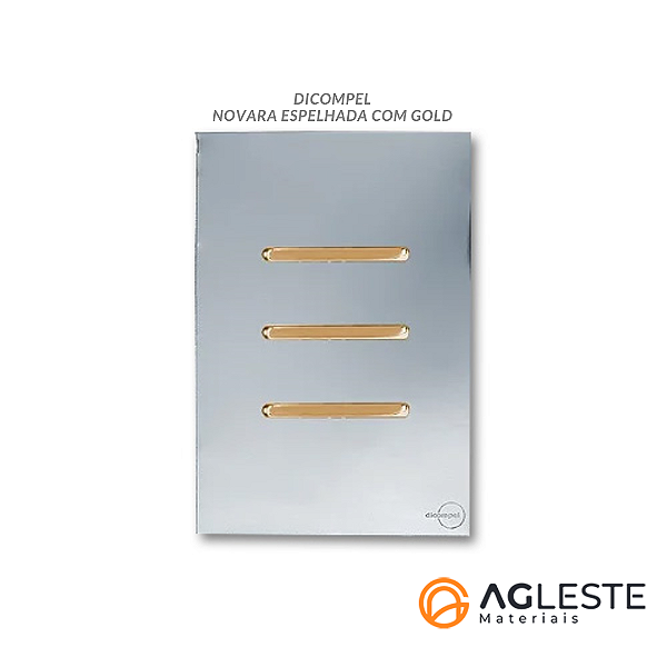 CJ INTERRUPTOR TRIPLO (2 PARALELO+1 SIMPLES)  4X2 - NOVARA GLASS ESPELHADA GOLD