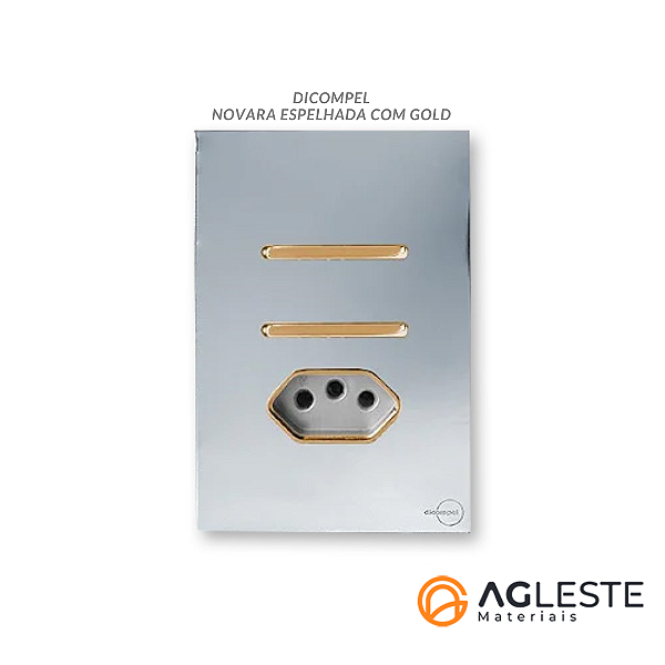 CJ INTERRUPTOR (1 SIMPLES + 1 PARALELO) + TOMADA 20A 4X2 - NOVARA GLASS ESPELHADA GOLD