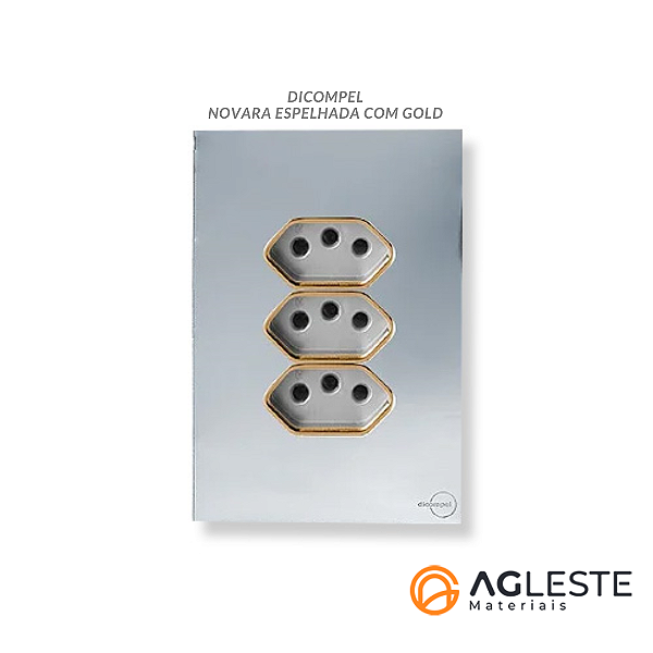 CJ TOMADA TRIPLA 10A 4X2 - NOVARA GLASS ESPELHADA GOLD