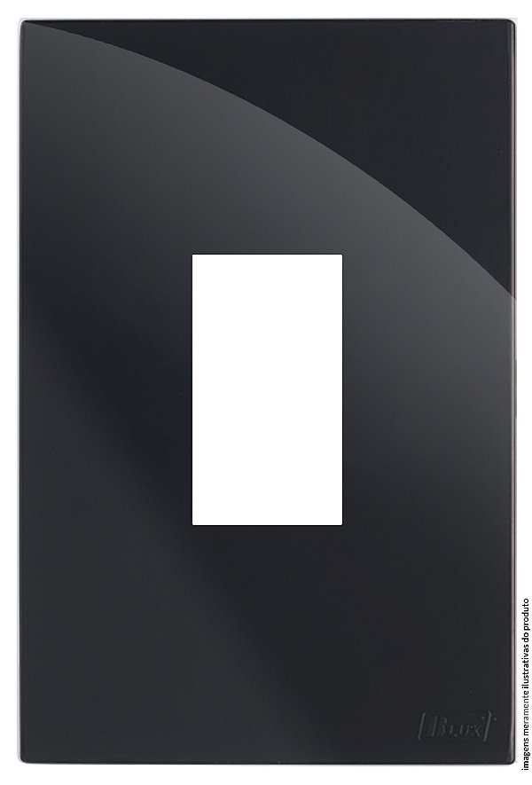 PLACA P/ 1 MOD. VERTICAL COM SUPORTE 4X2 - RECTA BLACK GLOSS