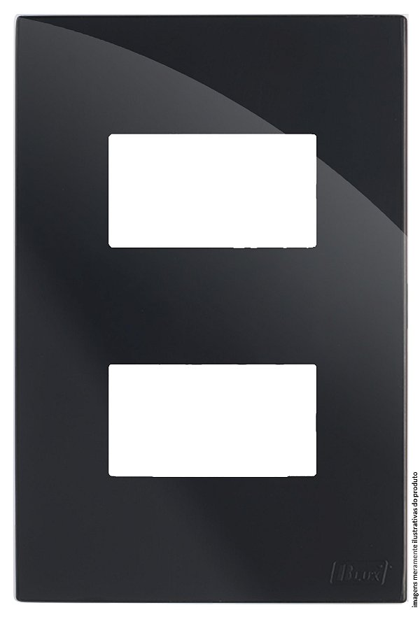 PLACA P/ 2 MODULOS SEPARADOS COM SUPORTE 4X2 - RECTA BLACK GLOSS