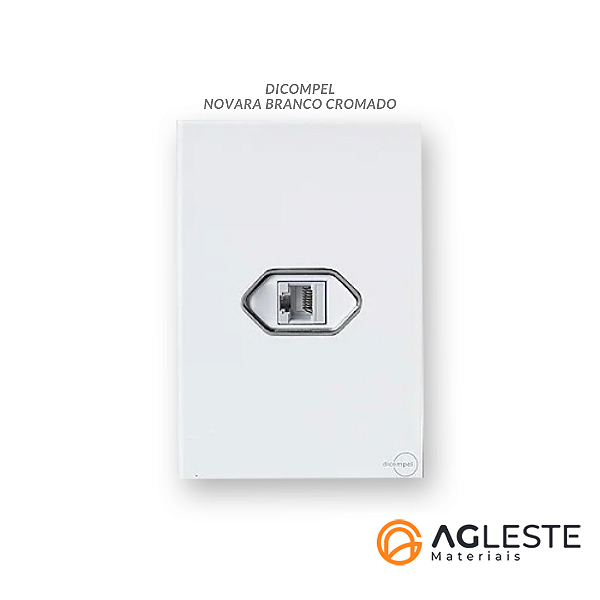 CJ ENTRADA RJ45 (INTERNET) 4X2 - NOVARA GLASS BRANCO CROMADO
