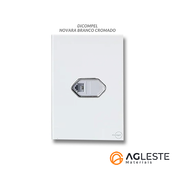 CJ ENTRADA RJ11 (TELEFONE) 4X2 - NOVARA GLASS BRANCO CROMADO