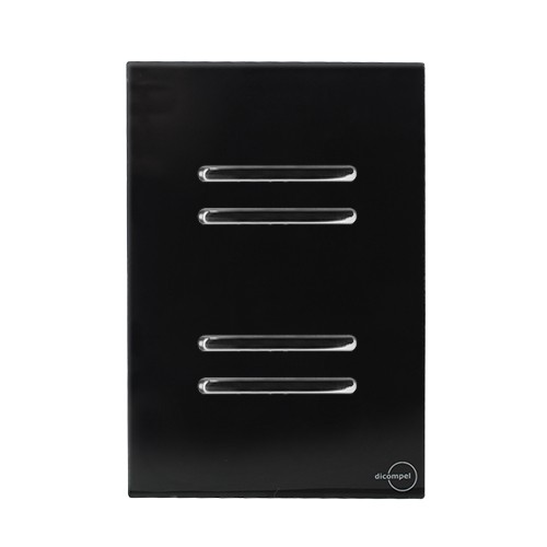 CJ INTERRUPTOR QUADRUPLO 2 PARALELO + 2 SIMPLES (ESPECIAL) 4X2 - NOVARA GLASS PRETO BRILHANTE CROMADO