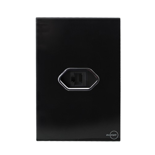 CJ ENTRADA RJ45 (INTERNET) 4X2 - NOVARA GLASS  PRETO BRILHANTE CROMADO