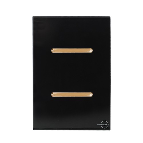 CJ INTERRUPTOR DUPLO PARALELO 4X2 - NOVARA GLASS PRETO BRILHANTE GOLD