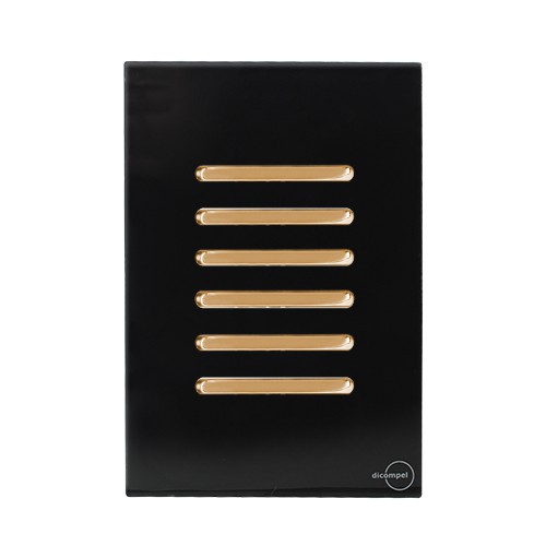 CJ INTERRUPTOR SEXTUPLO 3 PARALELOS +3 SIMPLES (ESPECIAL) 4X2 - NOVARA GLASS PRETO BRILHANTE GOLD