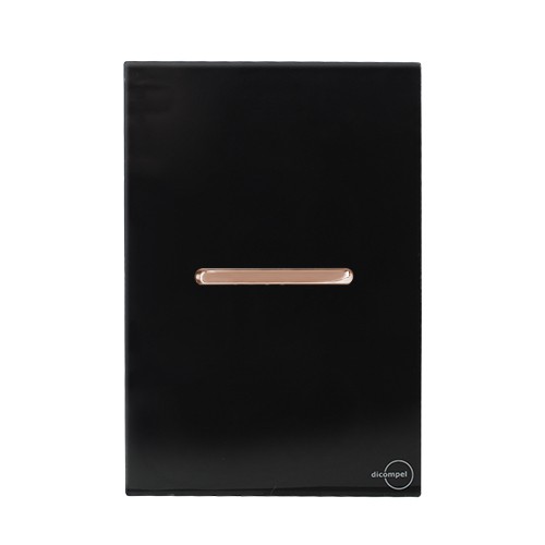 CJ INTERRUPTOR PARALELO HORIZONTAL 4X2 - NOVARA GLASS PRETO BRILHANTE OURO ROSE