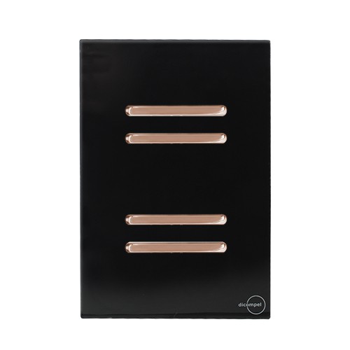 CJ INTERRUPTOR QUADRUPLO PARALELO (ESPECIAL) 4X2- NOVARA GLASS PRETO BRILHANTE OURO ROSE