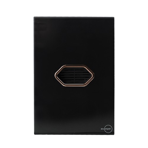 CJ CAMPAINHA CIGARRA BIVOLT (SOM) 4X2 - NOVARA GLASS PRETO BRILHANTE OURO ROSE