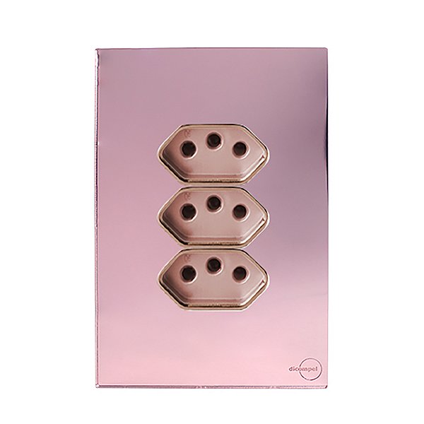 CJ TOMADA TRIPLA 20A HORIZONTAL 4X2 - GLASS OURO.R/OURO.R