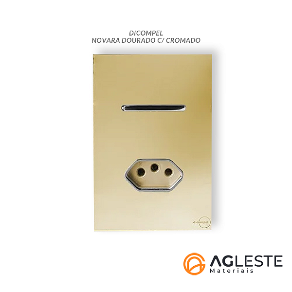 CJ INTERRUPTOR PARALELO + TOMADA 10A 4X2 - NOVARA GLASS DOURADO CROMADO