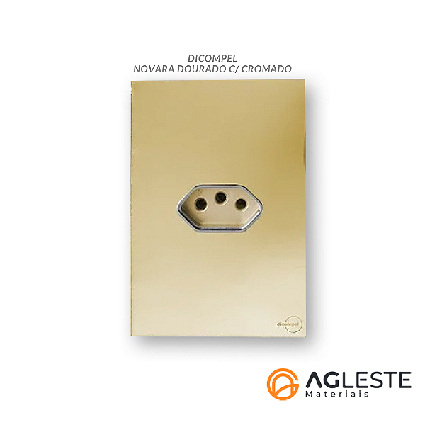 CJ TOMADA 20A HORIZONTAL 4X2 - NOVARA GLASS DOURADO CROMADO