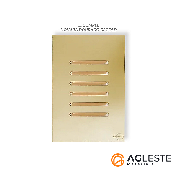CJ INTERRUPTOR SEXTUPLO 3 PARALELO +3 SIMPLES (ESPECIAL)4X2 - NOVARA GLASS DOURADO GOLD