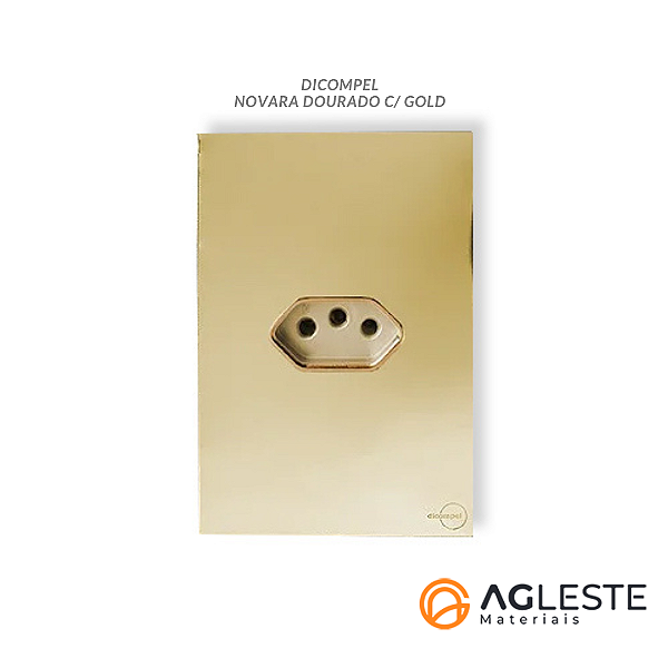 CJ TOMADA 10A HORIZONTAL 4X2 - NOVARA GLASS DOURADO GOLD