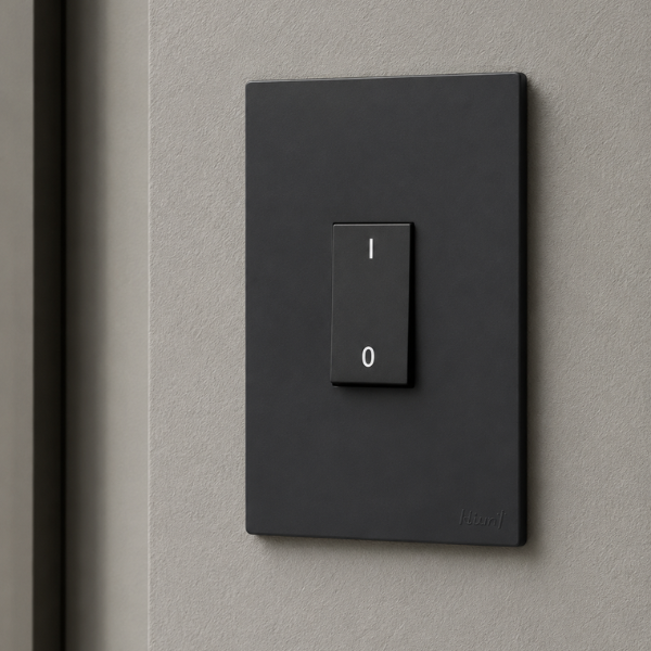 CJ INTERRUPTOR BIPOLAR SIMPLES VERTICAL 4X2 - RECTA BLACK SATIN FOSCO