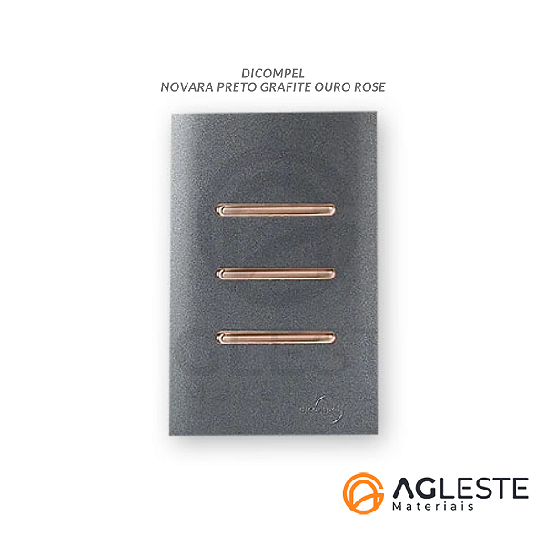 CJ TRIPLO PARALELO C/ SUPORTE 4X2 - NOVARA PRETO GRAFITE OURO ROSE