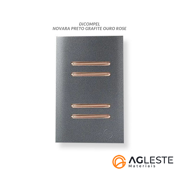 CJ INTERRUPTOR QUADRUPLO 2 SIMPLES + 2 PARALELO (ESPECIAL) 4X2 - NOVARA PRETO GRAFITE OURO ROSE