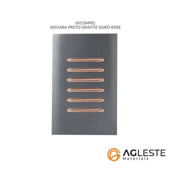 CJ INTERRUPTOR SEXTUPLO 3 SIMPLES + 3 PARALELOS (ESPECIAL) 4X2 - NOVARA PRETO GRAFITE OURO ROSE