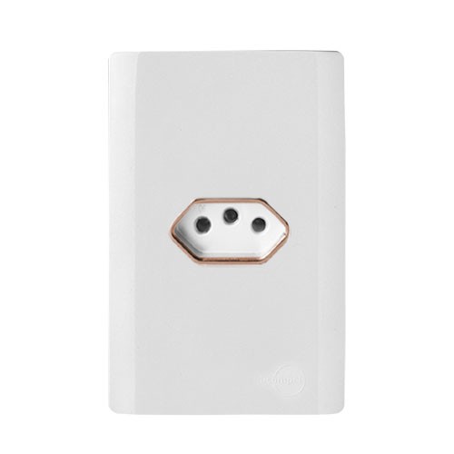 CJ TOMADA 10A HORIZONTAL 4X2 - NOVARA BRANCO C / OURO ROSE