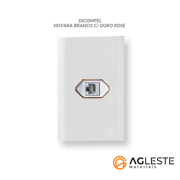 CJ ENTRADA RJ45 (INTERNET) 4X2 - NOVARA BRANCO C/ OURO ROSE