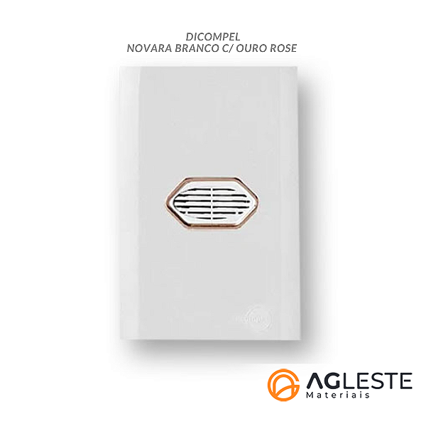 CJ CAMPAINHA CIGARRA BIVOLT (SOM) 4X2 - NOVARA BRANCO C/ OURO ROSE