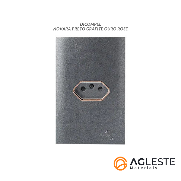 CJ TOMADA 20A HOR.COM SUPORTE 4X2 - NOVARA PRETO GRAFITE OURO ROSE