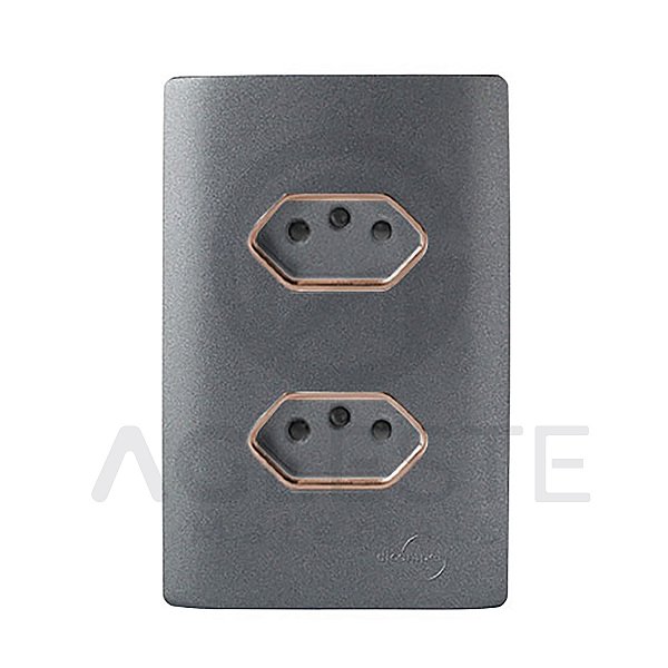 CJ TOMADA DUPLA 20A C/ SUPORTE 4X2 NOVARA  PRETO GRAFITE OURO ROSE
