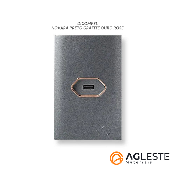 CJ ENTRADA USB 2.0 HORIZONTAL 4X2 - NOVARA PRETO GRAFITE OURO ROSE
