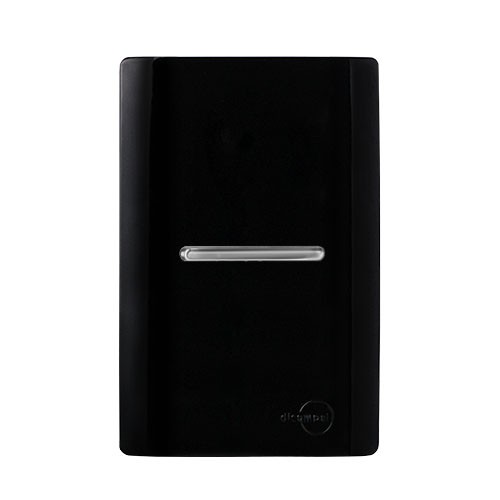 CJ INTERRUPTOR SIMPLES HORIZONTAL 4X2 - NOVARA PRETO BRILHANTE CROMADO