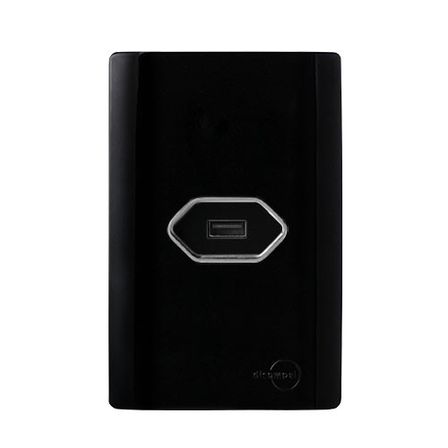CJ ENTRADA USB 2.0 HORIZONTAL 4X2 - NOVARA PRETO BRILHANTE CROMADO