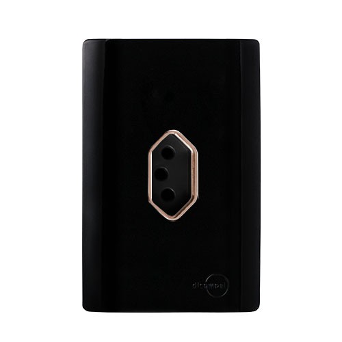 CJ TOMADA 10A VERTICAL 4X2 - NOVARA PRETO BRILHANTE OURO ROSE