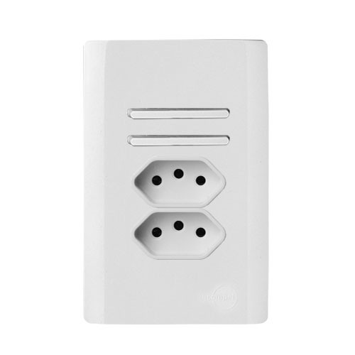 CJ INTERRUPTOR DUPLO (1SIMPLES + 1PARALELO) + TOMADA DUPLA 10A(ESPECIAL) 4X2 - NOVARA BRANCO TOTAL