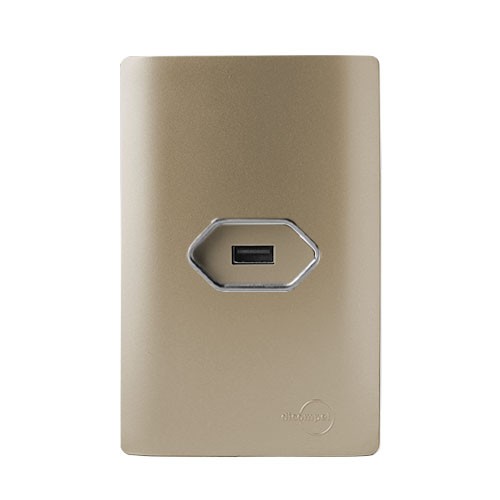 CJ USB 2.0 HORIZONTAL 4X2 - NOVARA CHAMPANHE CROMADO