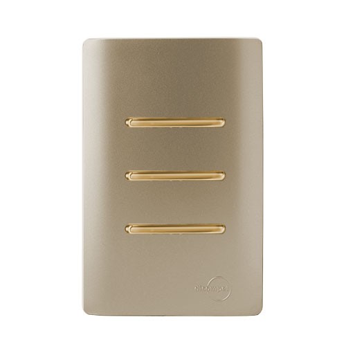 CJ INTERRUPTOR TRIPLO (1 SIMPLES +2 PARALELO) 4X2 NOVARA CHAMPANHE GOLD