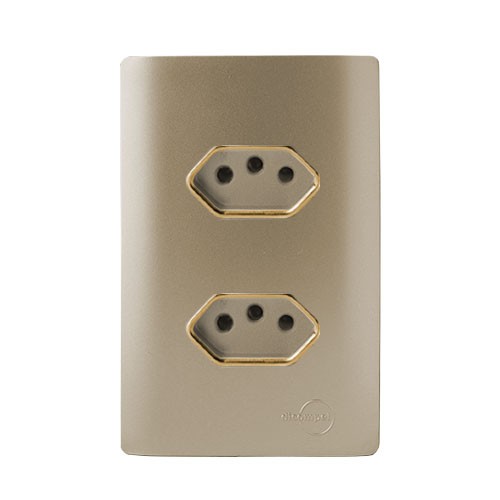 CJ TOMADA DUPLA 10A 4X2 - NOVARA CHAMPANHE GOLD